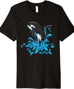 water jump orcas whale whales sea creature whale orca Premium T-Shirt