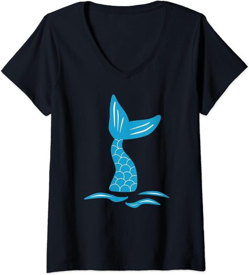 Womens Whale Orca Tail In Waves Design Amazing Orca V-Neck T-Shirt