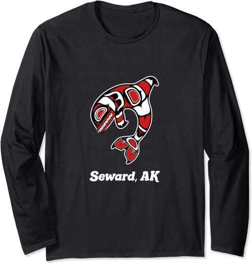 Native American Seward AK Tribal Orca Killer Whale Long Sleeve T-Shirt