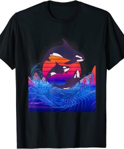 Vaporwave Aesthetic Synthwave 80s 90s Orca Killer Art Whale T-Shirt