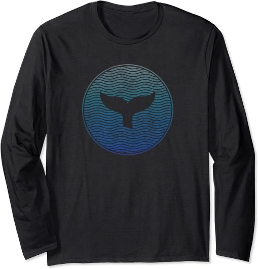 Save The Whales Sea Animal Killer Whale Tail Ocean Orca Wave Long Sleeve T-Shirt