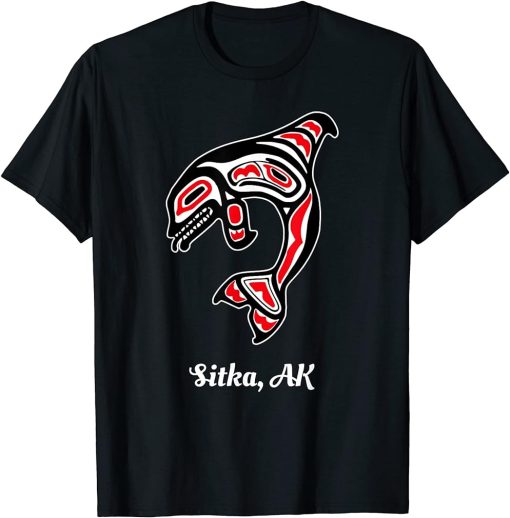 Native American Sitka AK Red Orca Killer Whale T-Shirt